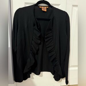 Tory Burch Black Ruffled Cardigan